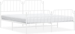 vidaXL - Bedframe - met - hoofd- - en - voeteneinde metaal - wit - 160x200 - cm