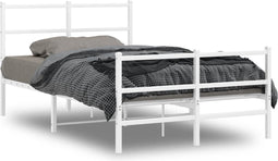 vidaXL - Bedframe - met - hoofd- - en - voeteneinde metaal - wit - 120x200 - cm