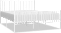 vidaXL - Bedframe - met - hoofd- - en - voeteneinde - metaal - wit - 160x200 - cm