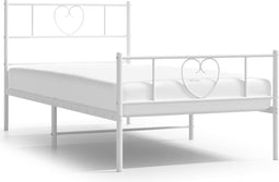 vidaXL - Bedframe - met - hoofd- - en - voeteneinde - metaal - wit - 90x200 - cm