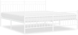 vidaXL - Bedframe - met - hoofd- - en - voeteneinde - metaal - wit - 183x213 - cm