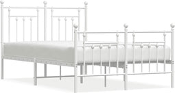 vidaXL - Bedframe - met - hoofd- - en - voeteneinde - metaal - wit - 120 - x - 190 - cm