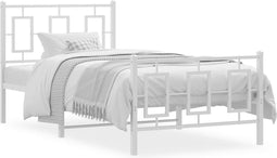 vidaXL - Bedframe - met - hoofd- - en - voeteneinde - metaal - wit - 90x190 - cm