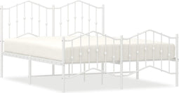vidaXL - Bedframe - met - hoofd- - en - voeteneinde metaal - wit - 140x190 - cm