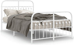 vidaXL - Bedframe - met - hoofd- - en - voeteneinde - metaal - wit - 120x200 - cm