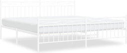 vidaXL - Bedframe - met - hoofd- - en - voeteneinde - metaal - wit - 193x203 - cm