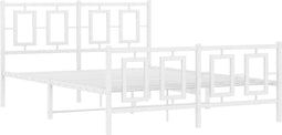 vidaXL - Bedframe - met - hoofd- - en - voeteneinde - metaal - wit - 135x190 - cm