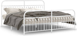 vidaXL - Bedframe - met - hoofd- - en - voeteneinde - metaal - wit - 193x203 - cm