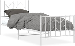 vidaXL - Bedframe - met - hoofd- - en - voeteneinde metaal - wit - 80x200 - cm