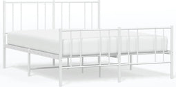 vidaXL - Bedframe - met - hoofd- - en - voeteneinde - metaal - wit - 140x200 - cm
