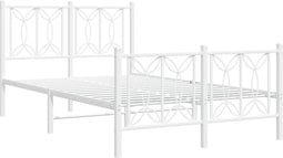 vidaXL - Bedframe - met - hoofd- - en - voeteneinde - metaal - wit - 120x200 - cm