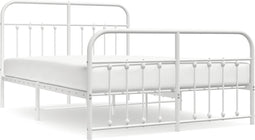 vidaXL - Bedframe - met - hoofd- - en - voeteneinde - metaal - wit - 140x200 - cm