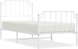 vidaXL - Bedframe - met - hoofd- - en - voeteneinde metaal - wit - 90x190 - cm
