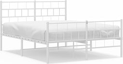 vidaXL - Bedframe - met - hoofd- - en - voeteneinde - metaal - wit - 140x190 - cm