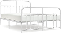 vidaXL - Bedframe - met - hoofd- - en - voeteneinde - metaal - wit - 140x190 - cm