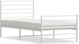 vidaXL - Bedframe - met - hoofd- - en - voeteneinde - metaal - wit - 90x200 - cm