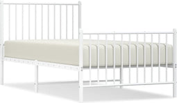 vidaXL - Bedframe - met - hoofd- - en - voeteneinde - metaal - wit - 90x190 - cm