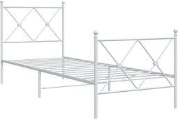 vidaXL - Bedframe - met - hoofd- - en - voeteneinde - metaal - wit - 75x190 - cm
