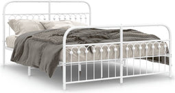 vidaXL - Bedframe - met - hoofd- - en - voeteneinde - metaal - wit - 160x200 - cm