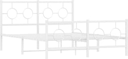 vidaXL - Bedframe - met - hoofd- - en - voeteneinde - metaal - wit - 135x190 - cm