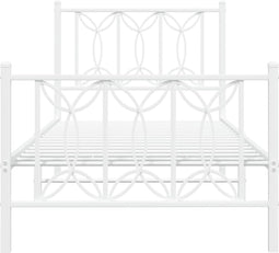 vidaXL - Bedframe - met - hoofd- - en - voeteneinde - metaal - wit - 90x190 - cm