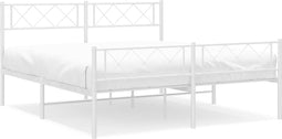 vidaXL - Bedframe - met - hoofd- - en - voeteneinde - metaal - wit - 140x190 - cm