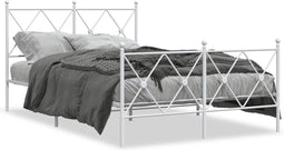vidaXL - Bedframe - met - hoofd- - en - voeteneinde - metaal - wit - 120x200 - cm
