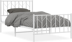 vidaXL - Bedframe - met - hoofd- - en - voeteneinde metaal - wit - 100x190 - cm