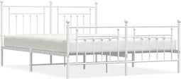 vidaXL - Bedframe - met - hoofd- - en - voeteneinde - metaal - wit - 180x200 - cm