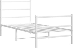 vidaXL - Bedframe - met - hoofd- - en - voeteneinde metaal - wit - 90x190 - cm