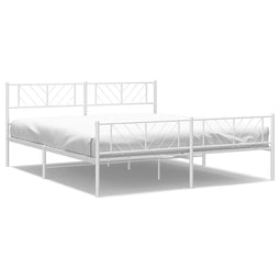 vidaXL - Bedframe - met - hoofd- - en - voeteneinde - metaal - wit - 193x203 - cm