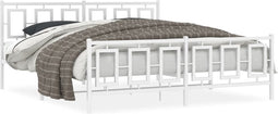 vidaXL - Bedframe - met - hoofd- - en - voeteneinde - metaal - wit - 183x213 - cm