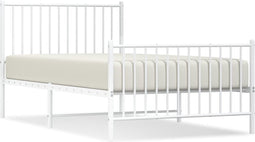 vidaXL - Bedframe - met - hoofd- - en - voeteneinde - metaal - wit - 100x190 - cm