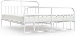 vidaXL - Bedframe - met - hoofd- - en - voeteneinde - metaal - wit - 160x200 - cm