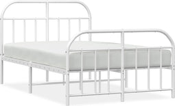 vidaXL - Bedframe - met - hoofd- - en - voeteneinde - metaal - wit - 120 - x - 190 - cm