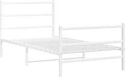 vidaXL - Bedframe - met - hoofd- - en - voeteneinde metaal - wit - 107x203 - cm