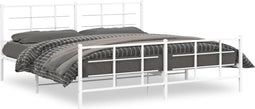 vidaXL - Bedframe - met - hoofd- - en - voeteneinde - metaal - wit - 193x203 - cm