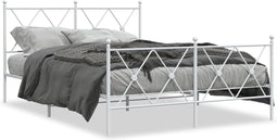 vidaXL - Bedframe - met - hoofd- - en - voeteneinde - metaal - wit - 140x200 - cm