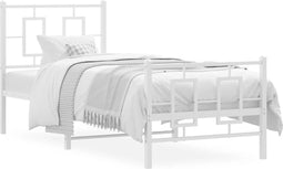 vidaXL - Bedframe - met - hoofd- - en - voeteneinde - metaal - wit - 80x200 - cm