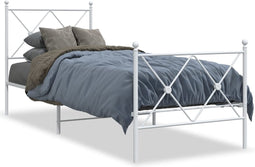 vidaXL - Bedframe - met - hoofd- - en - voeteneinde - metaal - wit - 80x200 - cm