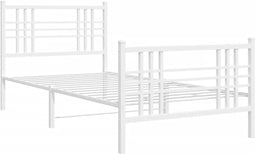 vidaXL - Bedframe - met - hoofd- - en - voeteneinde - metaal - wit - 90x190 - cm