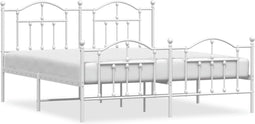 vidaXL - Bedframe - met - hoofd- - en - voeteneinde - metaal - wit - 183x213 - cm