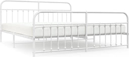 vidaXL - Bedframe - met - hoofd- - en - voeteneinde - metaal - wit - 200x200 - cm