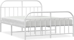 vidaXL - Bedframe - met - hoofd- - en - voeteneinde - metaal - wit - 140x190 - cm