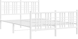 vidaXL - Bedframe - met - hoofd- - en - voeteneinde - metaal - wit - 120 - x - 190 - cm