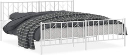 vidaXL - Bedframe - met - hoofd- - en - voeteneinde metaal - wit - 193x203 - cm