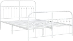 vidaXL - Bedframe - met - hoofd- - en - voeteneinde - metaal - wit - 137x190 - cm