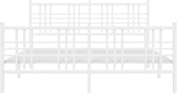 vidaXL - Bedframe - met - hoofd- - en - voeteneinde - metaal - wit - 150x200 - cm