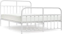 vidaXL - Bedframe - met - hoofd- - en - voeteneinde - metaal - wit - 150x200 - cm