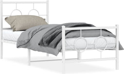 vidaXL - Bedframe - met - hoofd- - en - voeteneinde - metaal - wit - 75x190 - cm